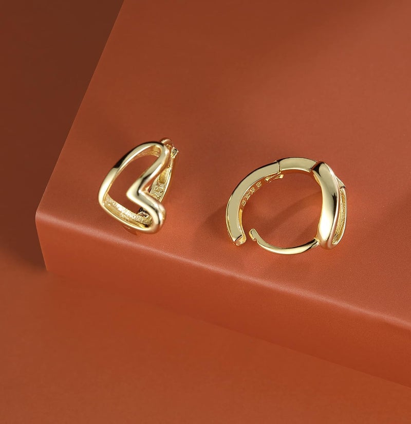 Reffeer Solid 925 Sterling Silver Love Heart Hoop Earrings for Women Teen Girls Heart Hoop Earrings Love Huggie - Image 5